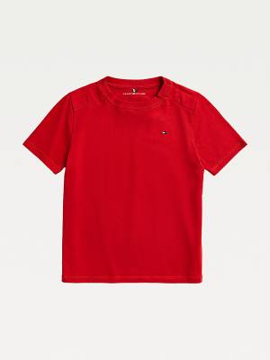 Boys' Tommy Hilfiger Adaptive Pure Cotton T Shirts Red | TH203KXN
