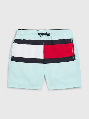 Boys' Tommy Hilfiger Colour-Blocked Mid Length Shorts Swimwear Blue | TH270THC