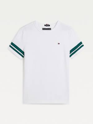 Boys' Tommy Hilfiger Contrast Sleeve T Shirts White | TH217DQK