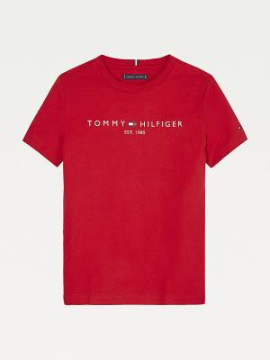 Boys' Tommy Hilfiger Essential Organic Cotton Logo T Shirts Red | TH973RSN