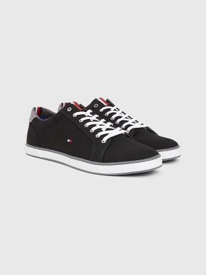 Men's Tommy Hilfiger Canvas Lace Up Sneakers Black | TH730NDY