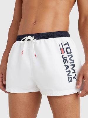 Men's Tommy Hilfiger Contrast Pocket Short Length Shorts Swimwear White | TH247HMS
