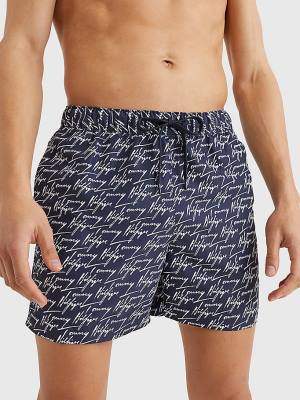 Men's Tommy Hilfiger Drawstring Mid Length Shorts Swimwear Blue | TH930VJN