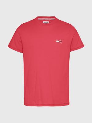 Men's Tommy Hilfiger Logo Organic Cotton Slim Fit T Shirts Red | TH752AIO