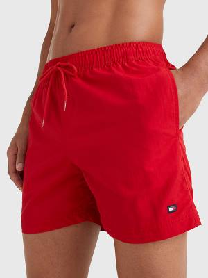 Men's Tommy Hilfiger Mid Length Drawstring Shorts Swimwear Red | TH428QOK