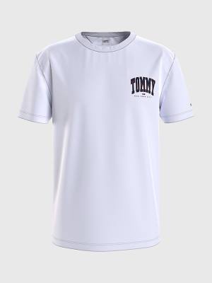 Men's Tommy Hilfiger Organic Cotton College Graphic T Shirts White | TH620CNT