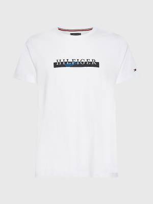 Men's Tommy Hilfiger Plus Camo Print Organic Cotton T Shirts White | TH421AZT