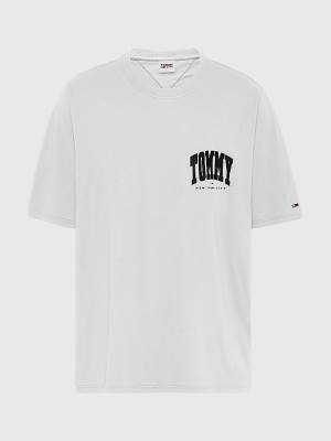 Men's Tommy Hilfiger Plus Organic Cotton College Graphic T Shirts White | TH153FXB