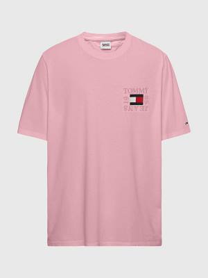 Men's Tommy Hilfiger Plus Organic Cotton Boxy T Shirts Pink | TH603GFO