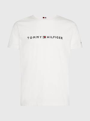 Men's Tommy Hilfiger Plus Organic Cotton Logo T Shirts White | TH845XMA