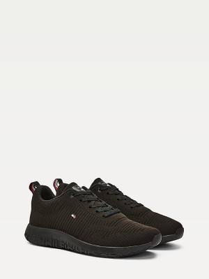 Men's Tommy Hilfiger Signature Knitted Sneakers Black | TH403HVY