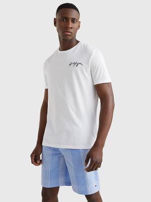 Men's Tommy Hilfiger Signature Logo Organic Cotton Swimwear White | TH849EVF