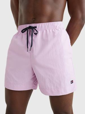 Men's Tommy Hilfiger Solid Mid Length Shorts Swimwear Purple | TH342MWP