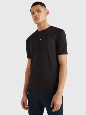 Men's Tommy Hilfiger Sport Essential Slim Fit Recycled T Shirts Black | TH976NPR