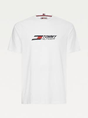 Men's Tommy Hilfiger Sport Organic Cotton Logo T Shirts White | TH385PUL