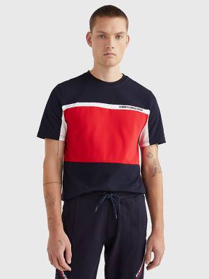 Men's Tommy Hilfiger Sport TH Cool Colour-Blocked T Shirts Blue | TH796YNH