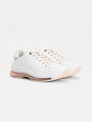 Women's Tommy Hilfiger Air Bubble Metallic Leather Sneakers Pink | TH201MUG