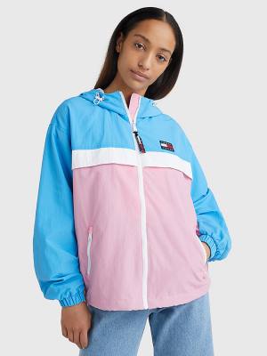 Women's Tommy Hilfiger Colour-Blocked Chicago Windbreaker Jackets Pink | TH345TDW