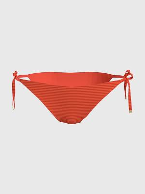 Women's Tommy Hilfiger Curve Side Tie Ribbed Bikini Bottoms Swimwear Red | TH590VGX