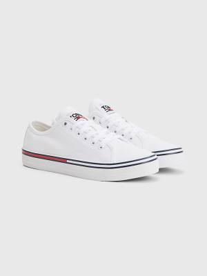 Women's Tommy Hilfiger Essential Low-Top Canvas Sneakers White | TH156MHW