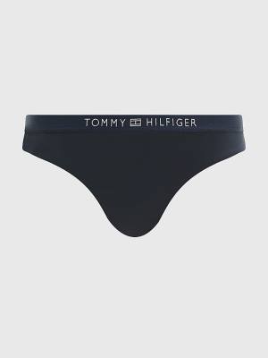 Women's Tommy Hilfiger Logo Waistband Brazilian Bikini Bottoms Swimwear Blue | TH190OVW