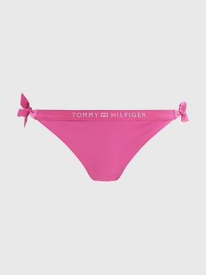 Women's Tommy Hilfiger Logo Waistband Cheeky Fit Bikini Bottoms Swimwear Pink | TH127KJL