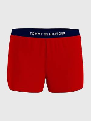 Women's Tommy Hilfiger Logo Waistband Terry Shorts Swimwear Red | TH147LUK