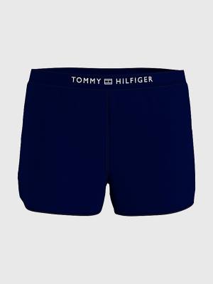 Women's Tommy Hilfiger Logo Waistband Terry Shorts Swimwear Blue | TH560KYQ