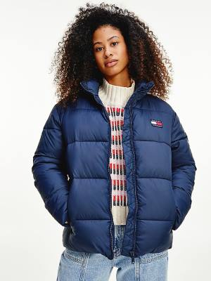 Women's Tommy Hilfiger Recycled Nylon Puffer Jackets Blue | TH905HAG