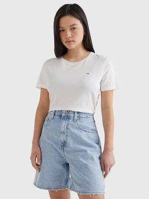Women's Tommy Hilfiger Soft Jersey T Shirts White | TH927NHL