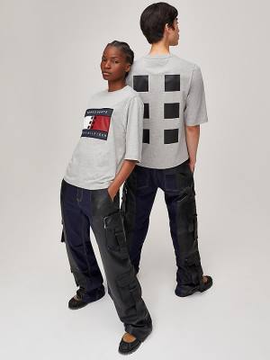 Women's Tommy Hilfiger TOMMYXROMEO Dual-Gender T Shirts Grey | TH691OKD
