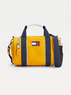 Women's Tommy Hilfiger Tommy Badge Recycled Nylon Barrel Bags Yellow | TH392YAH