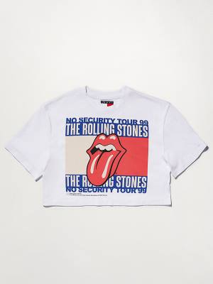 Women's Tommy Hilfiger Tommy Revisited Rolling Stones Cropped T Shirts White | TH580DSC