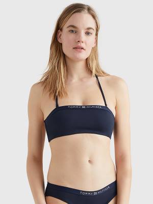 Women's Tommy Hilfiger Underwired Unpadded Bandeau Bikini Top Swimwear Blue | TH193YGM