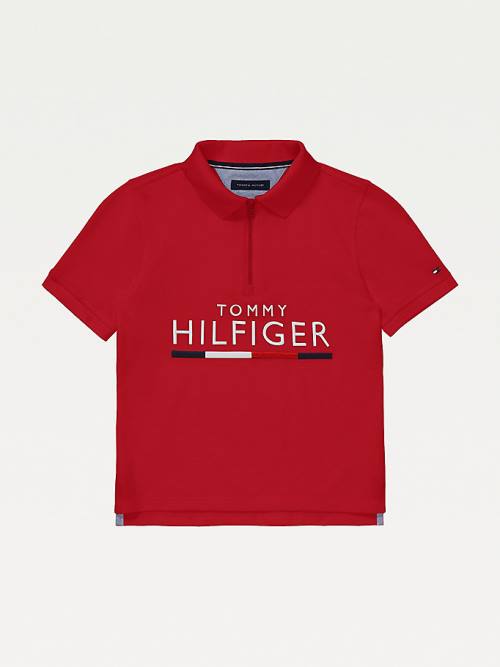 Boys\' Tommy Hilfiger Adaptive Pure Cotton Polo T Shirts Red | TH154YBP