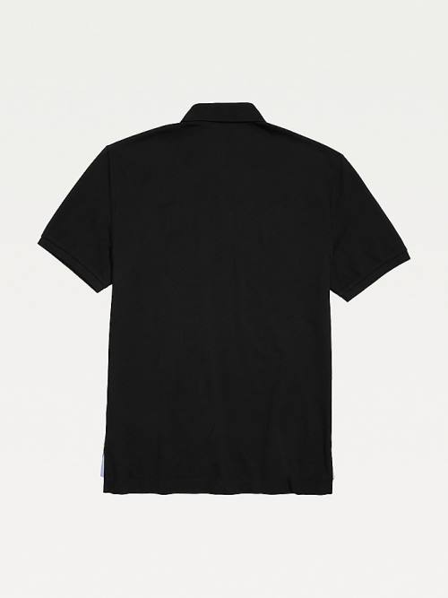 Men's Tommy Hilfiger Adaptive Regular Fit Ivy Polo Shirts Black | TH972SQK
