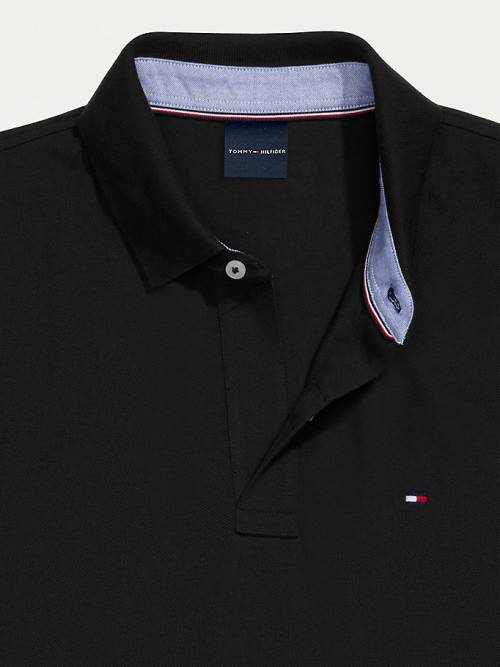 Men's Tommy Hilfiger Adaptive Regular Fit Ivy Polo Shirts Black | TH972SQK