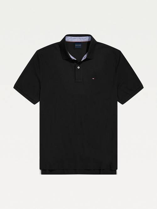 Men\'s Tommy Hilfiger Adaptive Regular Fit Ivy Polo Shirts Black | TH972SQK