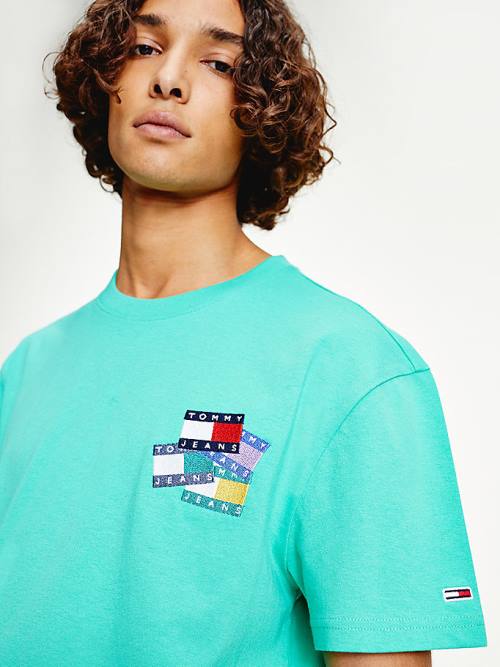 Men's Tommy Hilfiger Organic Cotton Badge T Shirts Green | TH421TFV