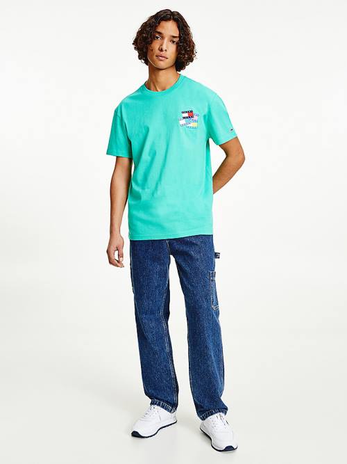 Men\'s Tommy Hilfiger Organic Cotton Badge T Shirts Green | TH421TFV