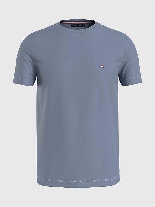 Men\'s Tommy Hilfiger Plus Stretch Organic Cotton Slim Fit T Shirts Blue | TH240QOD