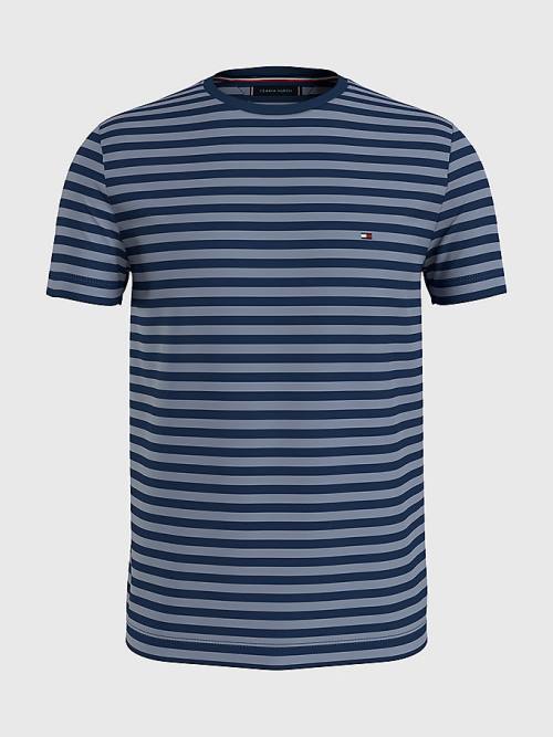 Men\'s Tommy Hilfiger Stretch Organic Cotton Slim Fit T Shirts Blue | TH819YSF