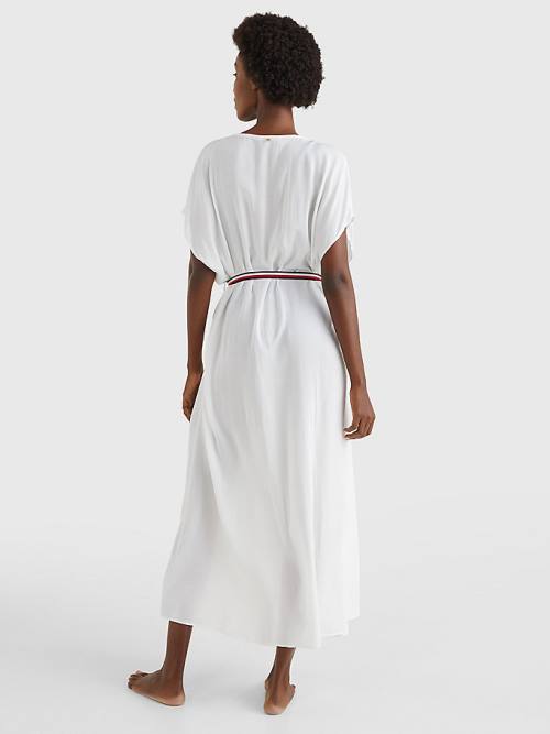 Women's Tommy Hilfiger Adjustable Wrap Midi Dress Swimwear White | TH256HLO