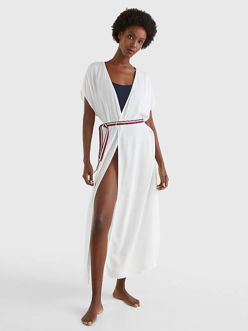 Women\'s Tommy Hilfiger Adjustable Wrap Midi Dress Swimwear White | TH256HLO