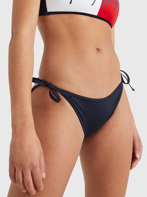 Women\'s Tommy Hilfiger Cheeky Side Tie Bikini Bottoms Swimwear Blue | TH563YZD