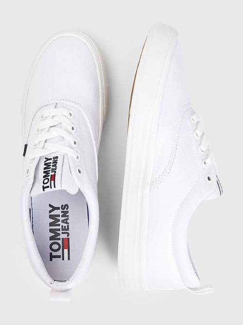 Women's Tommy Hilfiger Classics Low-Top Cotton Sneakers White | TH031PZG