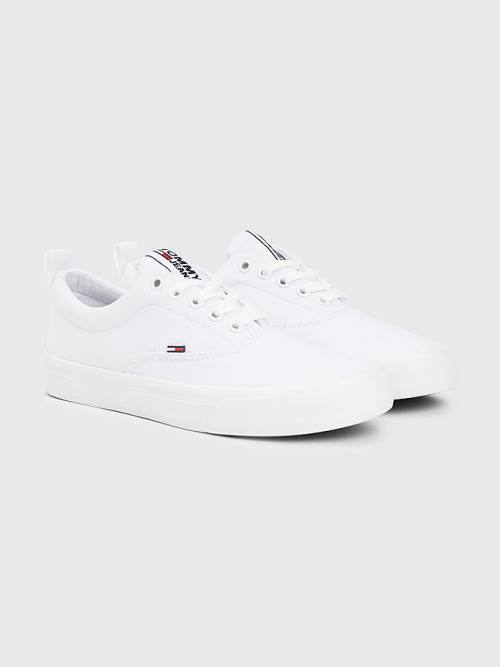Women\'s Tommy Hilfiger Classics Low-Top Cotton Sneakers White | TH031PZG