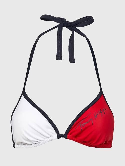 Women's Tommy Hilfiger Colour-Blocked Triangle Bikini Top Swimwear Blue | TH189JUX