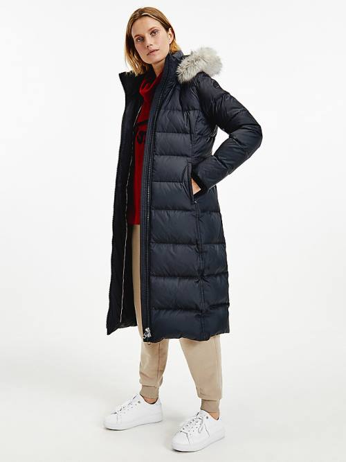 Women\'s Tommy Hilfiger Essential Down-Filled Maxi Coat Jackets Black | TH103FEN