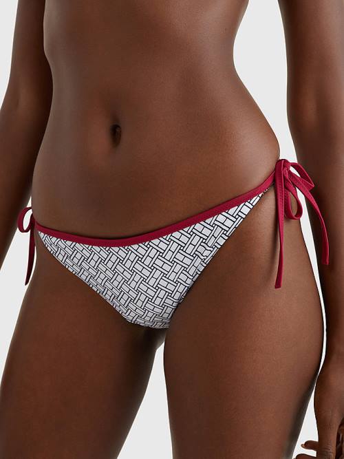 Women's Tommy Hilfiger Flag Side Tie Bikini Bottoms Swimwear White | TH728CVQ